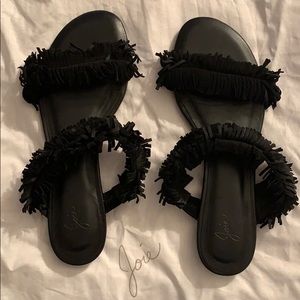 Joie black fringe sandal slides